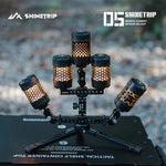 support lampe camping aluminium noir motifs hexagonaux réglable vis fixation moderne fonctionnel