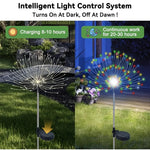 lumières solaires multicolores feu d'artifice extérieures ip44 modernes autonomes patio jardin