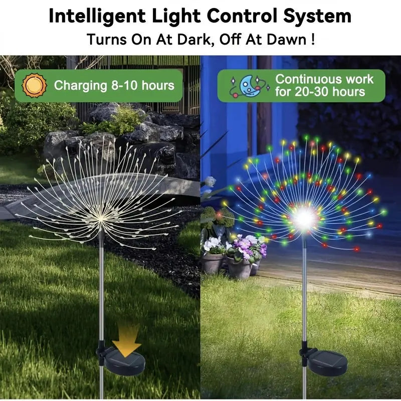 lumières solaires multicolores feu d'artifice extérieures ip44 modernes autonomes patio jardin