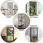 rideau porte magnétique anti insectes maille fine gris clair noir moderne clips adhésif fixe