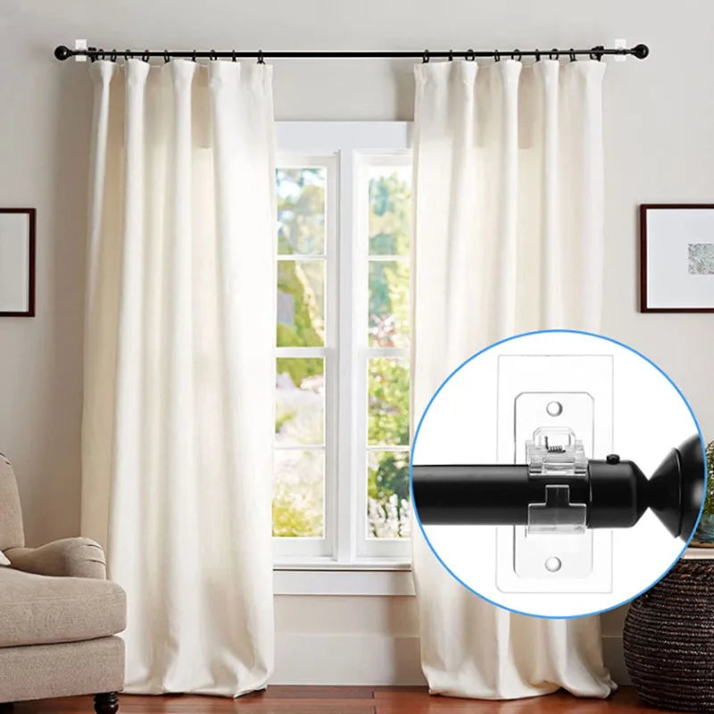 boucles rideau adhésives noires modernes fixes murales accessoires tringles volets universelsABS