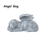 statue ange resine chien chat ailes plumes decoration exterieur gris clair commémoration animal décédé