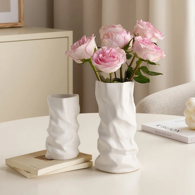 vases texturés modernes céramique blanc orange noir roses intérieur décoration minimaliste