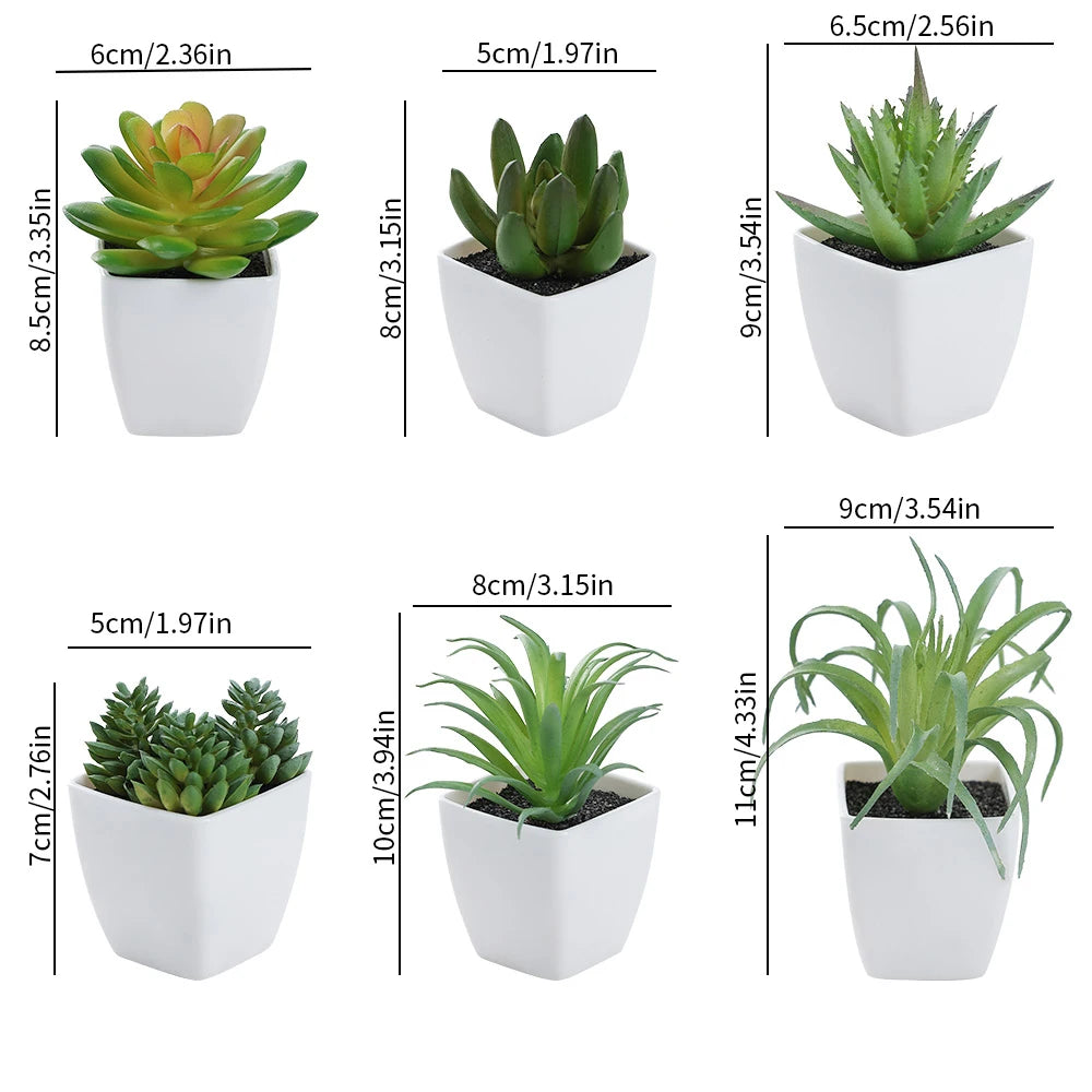 plantes artificielles vertes succulentes pots blancs moderne minimaliste intérieur décoration chambre jardin six pièces