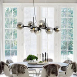 Suspension lumineuse or noir sphères transparentes moderne ampoules led