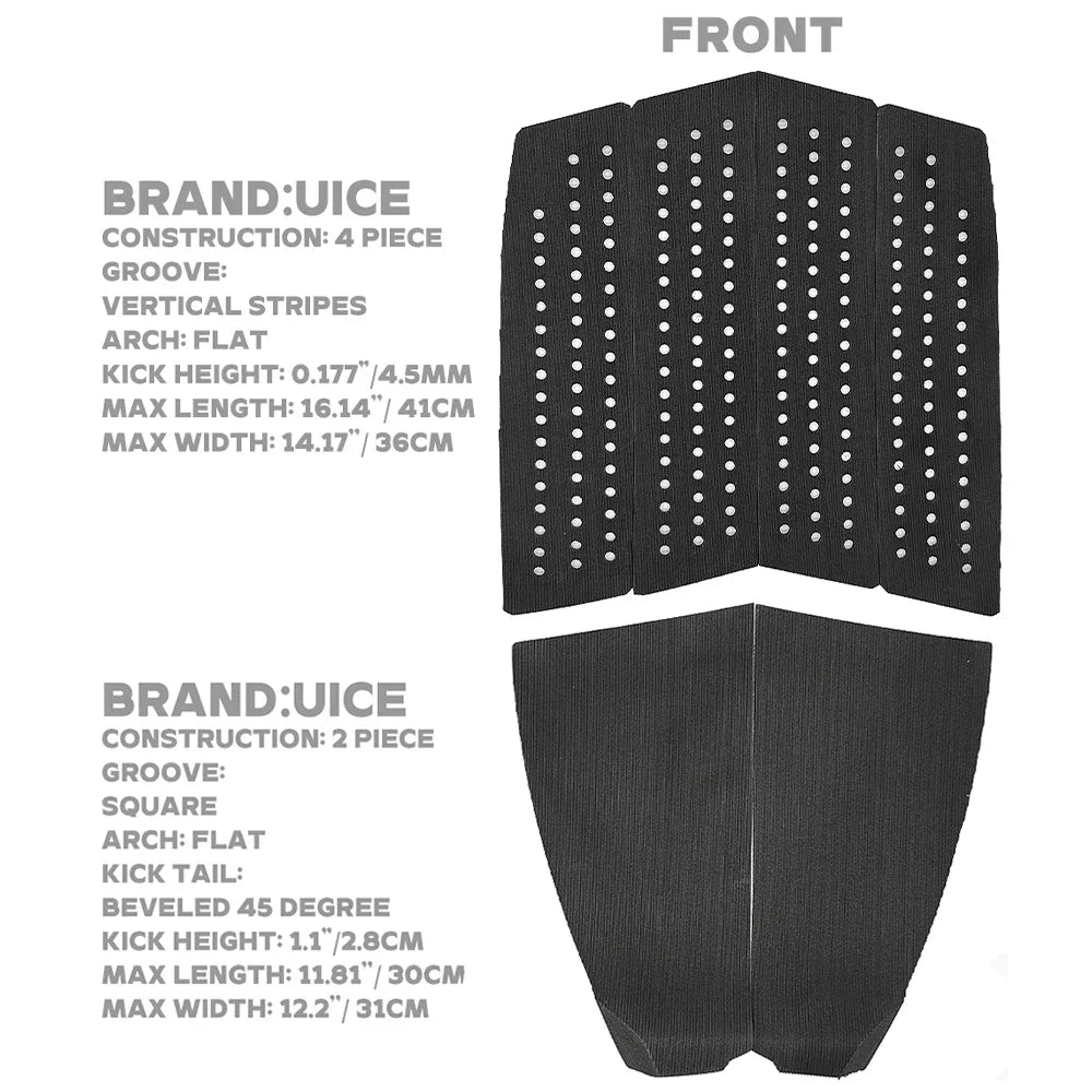 tapis surf noir rayures verticales adhésif anti dérapant traction pad surfboard longboard avant arrière