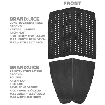 tapis surf noir rayures verticales adhésif anti dérapant traction pad surfboard longboard avant arrière