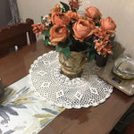 serviettes table crochet traditionnel motif floral beige clair blanc artisanal fête table manger
