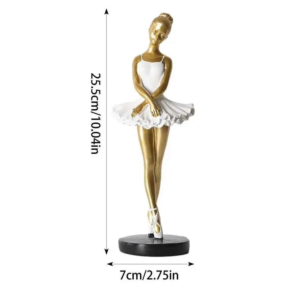 statue danseuse robe ballet posture classique or argent blanc moderne base plate