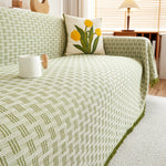 couverture géométrique moderne vert clair blanc polyester coton usage intérieur extérieur multisaison pique nique