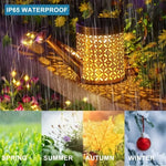 arrosoir lumineux solaire or noir artisanal rustique interrupteur panneau solaire crochets métalliquesextérieur led jardin