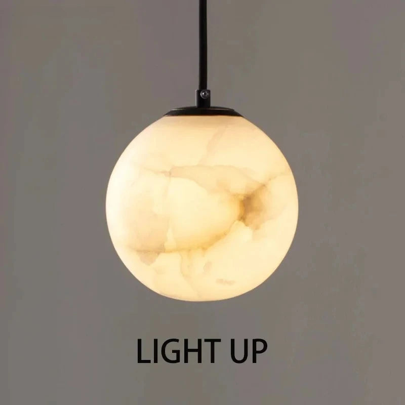 lampe suspendue moderne marbre blanc beige salon chambre 10cm 12cm 15cm