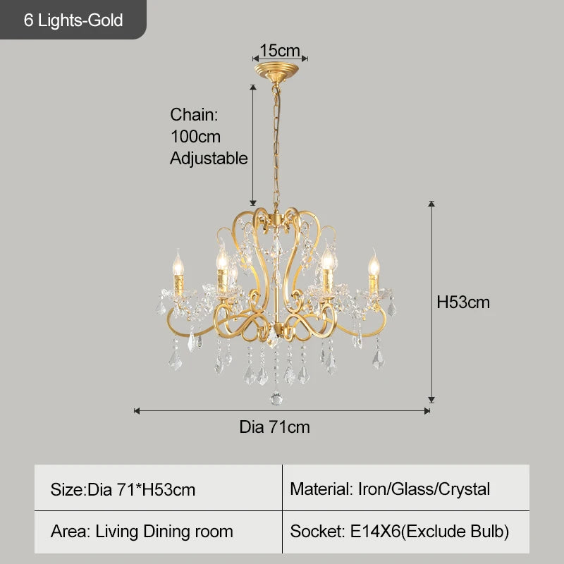 lustre doré cristal pendants élégant classique baroque suspension chambre salon