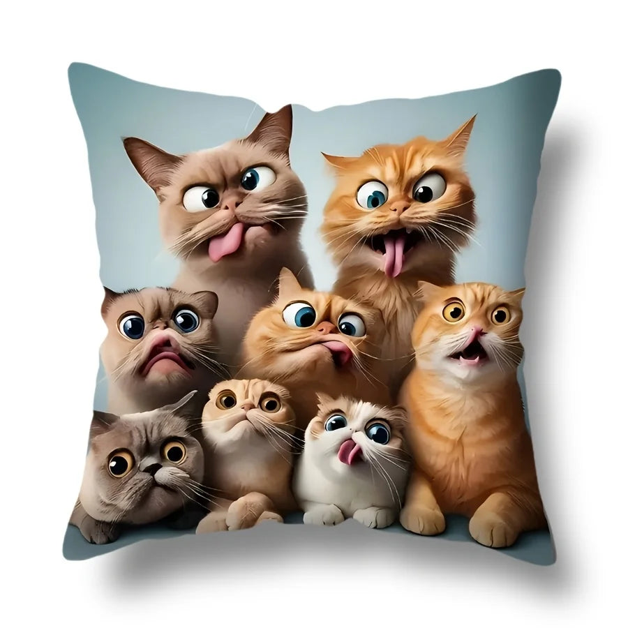 taies d'oreiller animaux imprimées tigres chats chiens orange noir blanc vert polyester peachskin 45x45cm