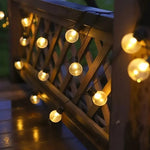 guirlande lumineuse solaire led transparente 20 ampoules globe texture chaleur festiveextérieur jardin patio camping
