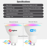 ampoules led intelligentes gu10 rgb blanc modernes controle zigbee app mobile 5w 249 2000lm
