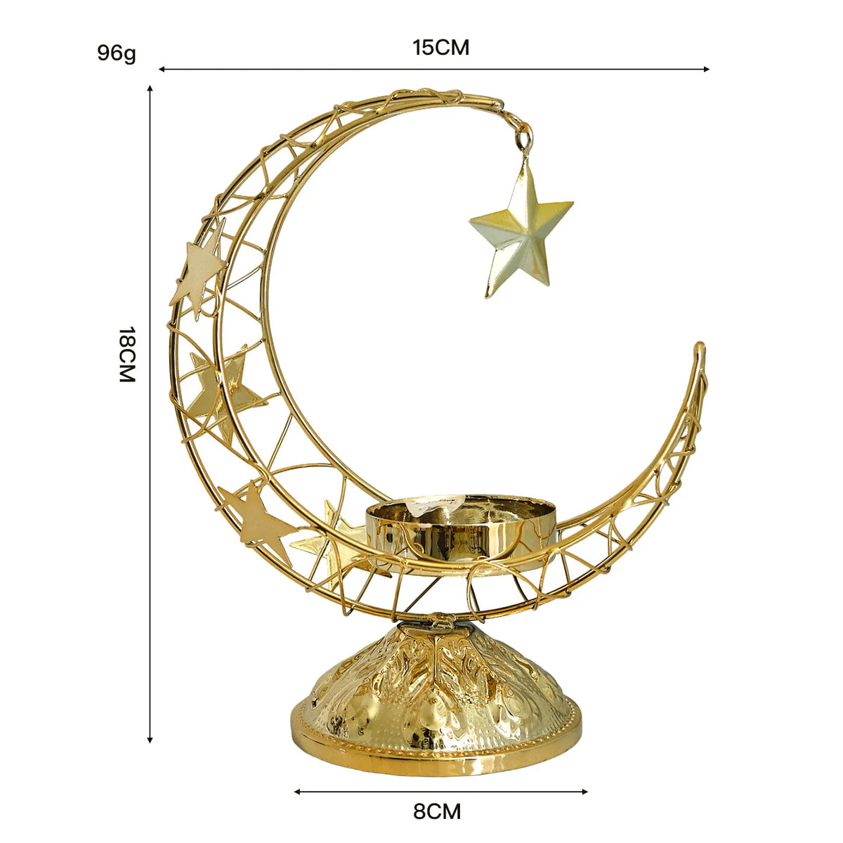 support bougie forme croissant lune argent doré noir ornements ajourés motifs géométriques artisanal décoration