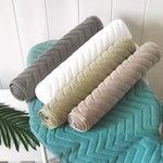 tapis bain coton antidérapant zigzag gris blanc vert moderne 40x60cm