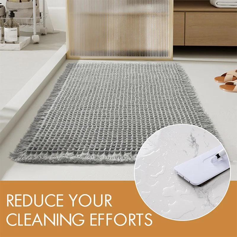 tapis bain anti dérapant microfibre gaufrée moderne beige gris absorbant entrée toilette