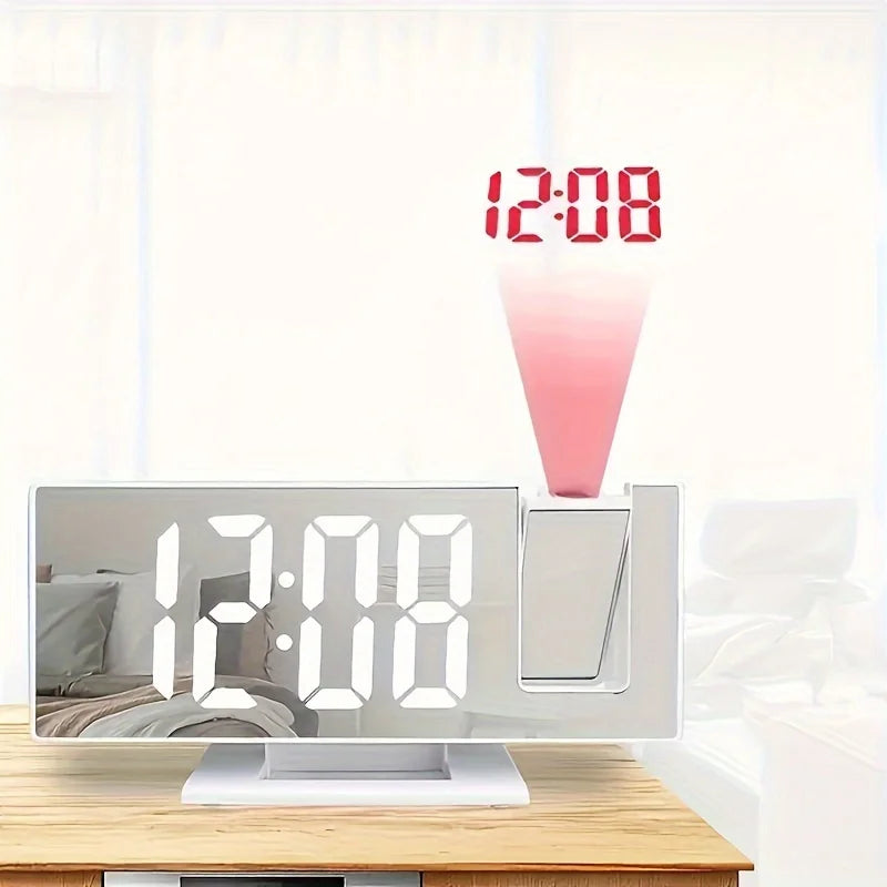 projecteur horloge numérique led noir blanc rouge support détachableécran large face unique