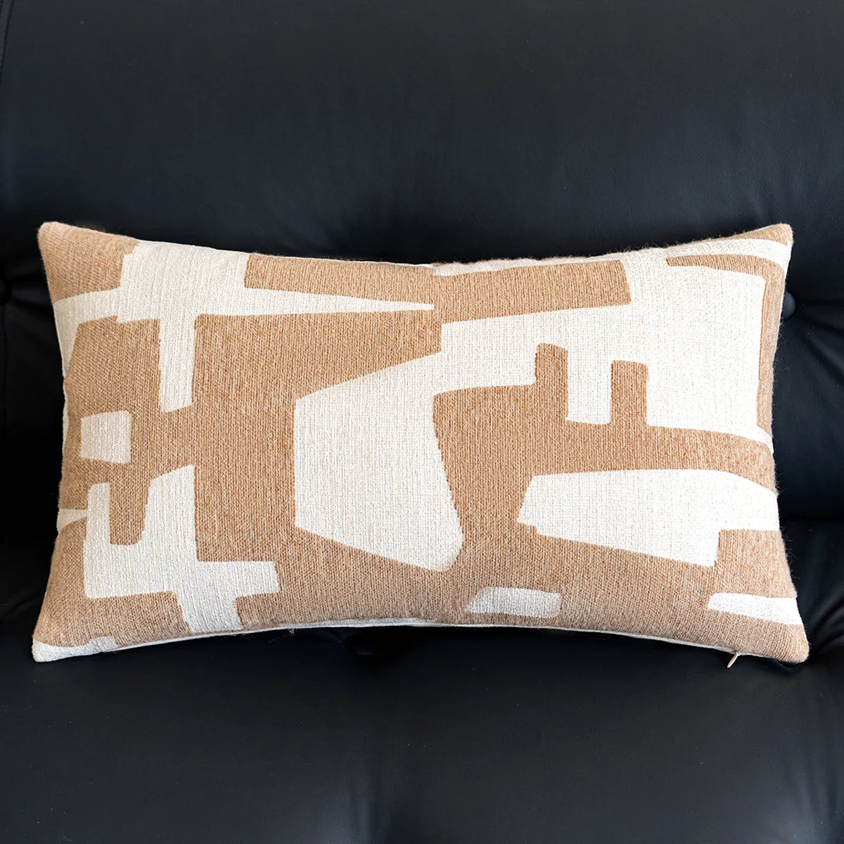 housse coussin polyester géométrique moderne beige blanc decoration intérieure canapé chaise voiture