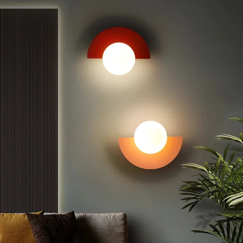 Lampes murales modernes blanc noir jaune vert rouge orange sphère attachée éclairage quotidien chambre