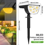 lumière solaire 68 led noire ip65 abs moderne batterie rechargeableextérieur contemporain tringle fixe