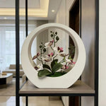 décoration intérieure plaque moderne fleurs artificielles blanc orange rose bleu