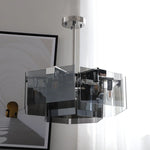lampe suspendue moderne noir transparent facettes géométriques réfléchissantes salon restaurant chambre