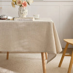 nappe rectangulaire beige texture lin lavable anti taches table manger moderne rustique