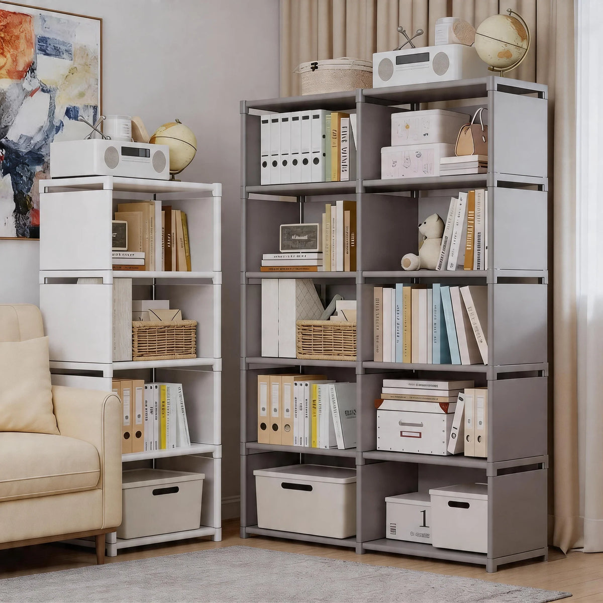 étagère rangement multifonctionnelle facile acier inoxydable moderne salon organisation boîtes fichiers paniers