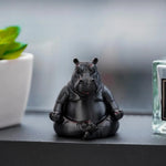 statuette hippopotame résine noire détaillée pose humoristique décoration cadeau articulée.textureGranulee