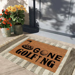 tapis d'entrée marron clair imprimé éléments golf antidérapant résistant bactéries moderne extérieur sol porte