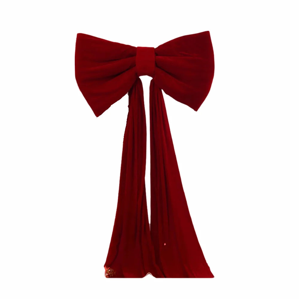ruban decoratif forme noeud sequins dorés argentés rose rouge nouvelle année fête grande dimension