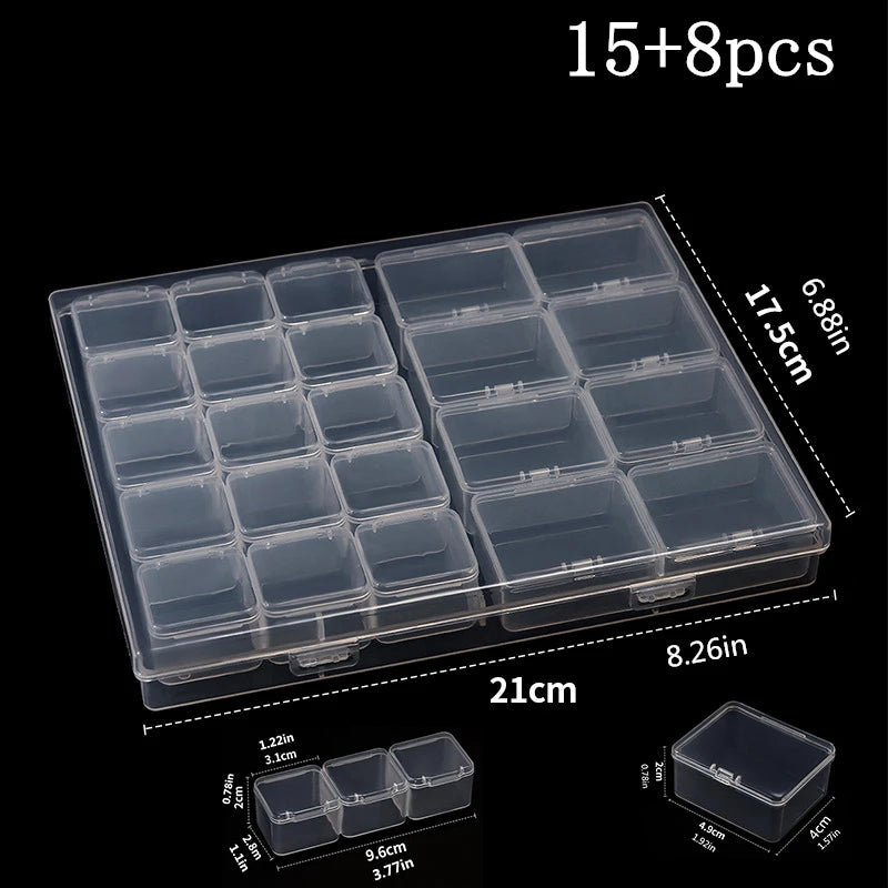 boîtes rangement transparentes clips fermeture organisation diy mosaïque bijoux électroniques petits objets modernes