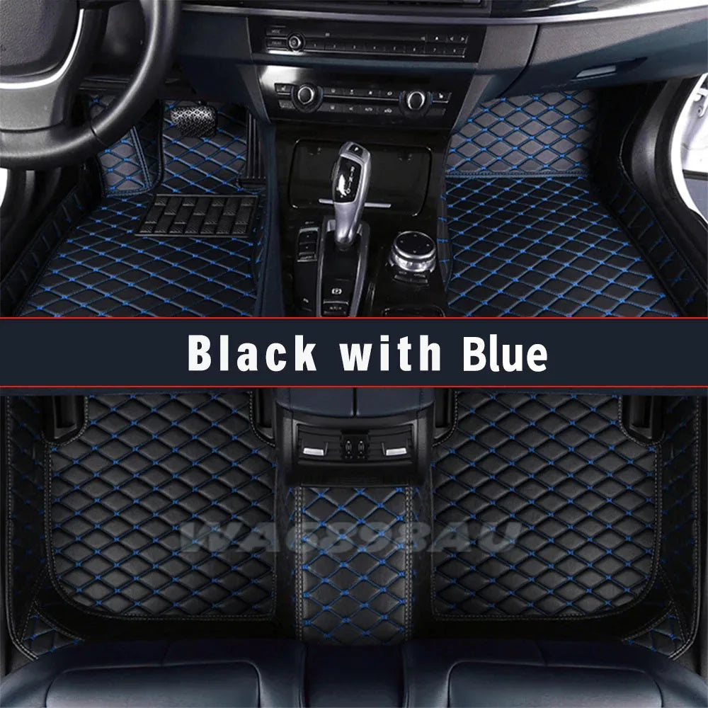 tapis sol voiture cuir noir marron moderne élégant losanges fibres naturelles résistants salissures