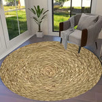 tapis rond rustique motif rayures concentriques texture naturelle moderne décoration maison polyester antidérapant