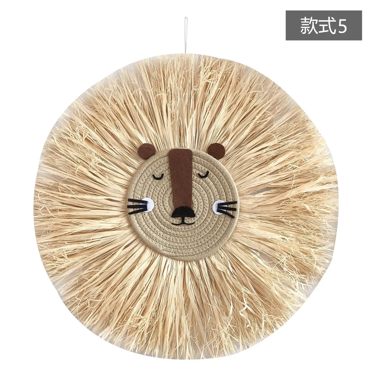 décoration murale couronne paille visage animé enfantine yeux sourire décos chambre enfantsOpaque