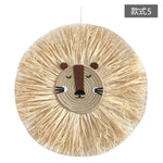 décoration murale couronne paille visage animé enfantine yeux sourire décos chambre enfantsOpaque