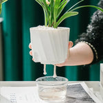 Pot plante moderne plastique double couche auto arrosant 15cm plante verte