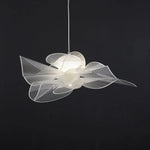Suspension lumineuse moderne ampoules led blanc gris foncé floral abstraite semi transparente 72cm