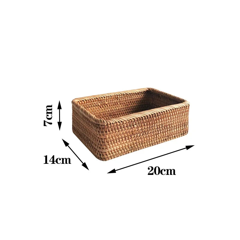 panier rotin tressé marron clair moderne rustique rangement fruits collation thé cosmétiques kitchenware