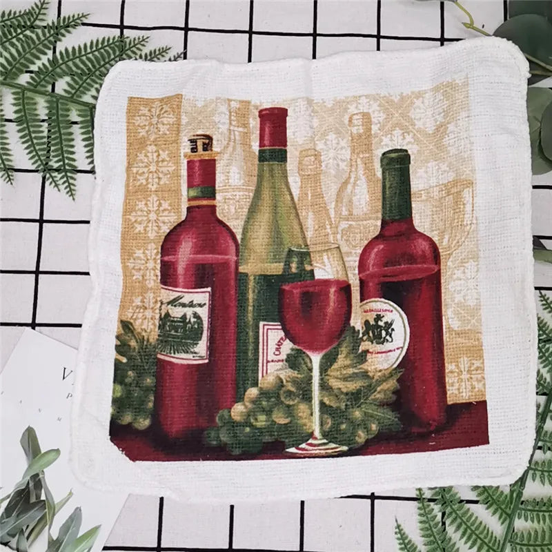 serviettes cuisine coton florales vintage blanc vert rouge jaune bleu noir absorbantes 20x20cm