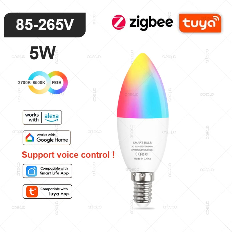 ampoules led intelligentes blanc multicolore rgb wifi zigbee bluetooth 2700 6500k moderne transparentes