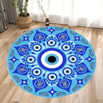 tapis moderne bleu mandala oeil turc adhésif 40x40cm 80x80cm 120x120cm salon chambre decoration