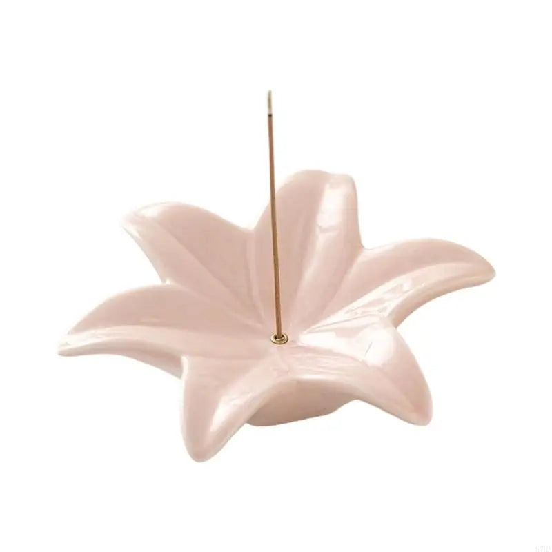 support encens fleur rose pâle doré moderne texture lisse brillante argenté