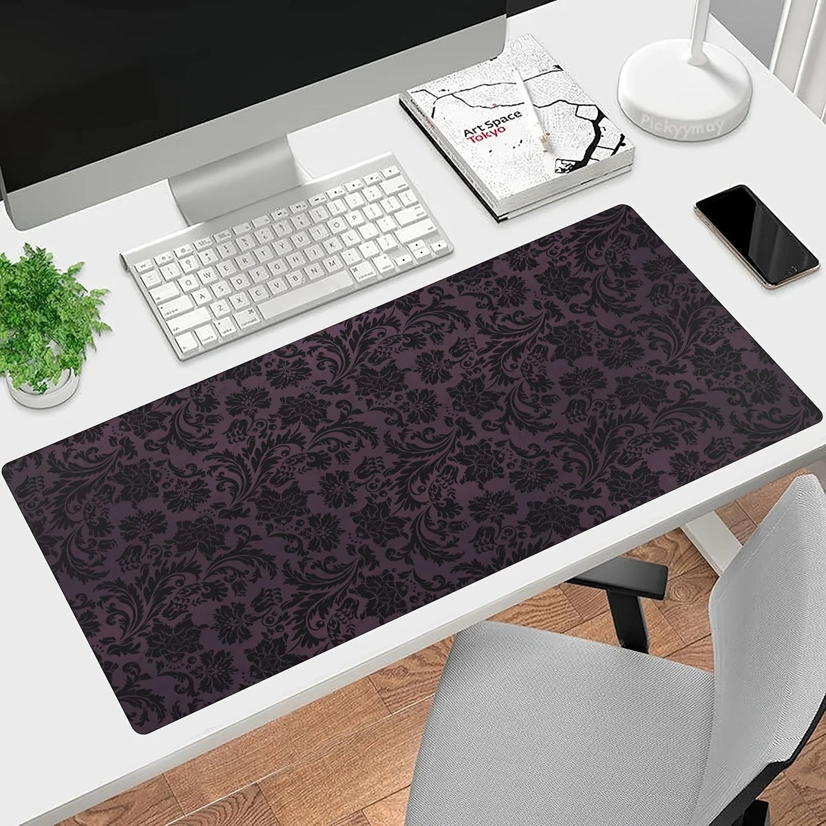tapis souris jeu floral violet foncé noir antidérapant caoutchouc polyester élégant classique adhésif