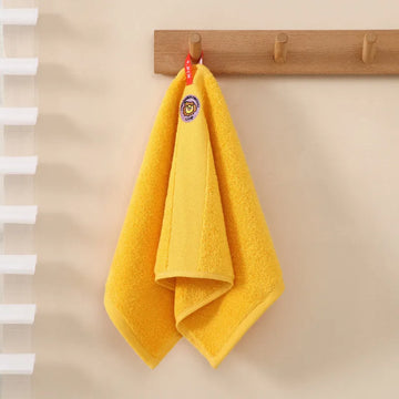 serviette coton animaux brodés jaune gris enfant rapide absorbante face toilettage