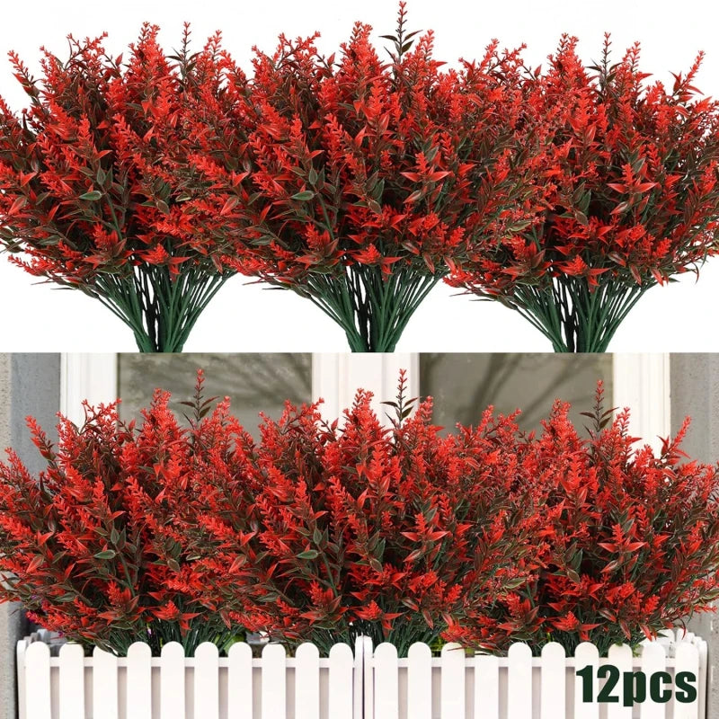 bouquets artificiels modernes feuilles fleurs decoration exterieure couleurs vives rouge violet blanc jaune vert