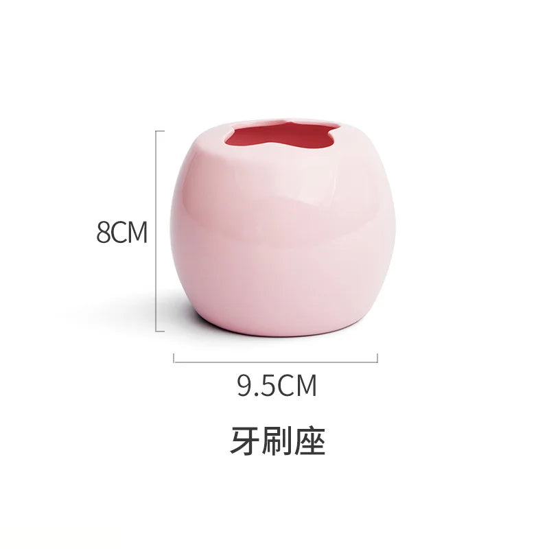 ensemble accessoires salle bain porcelaine moderne distributeur savon gobelet porte brosse dents